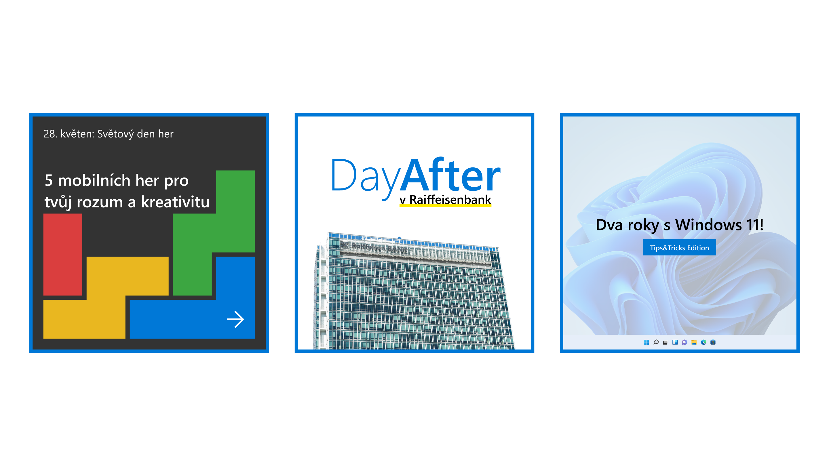 Ukázka slidů z karuselu příspěvků, které jsem vytvořil pro STC